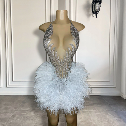 Luxury Silver Diamond Short Prom Dresses 2023 Sexy..