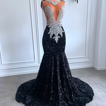 Long Black Prom Dresses 2023 Sexy Mermaid Style..