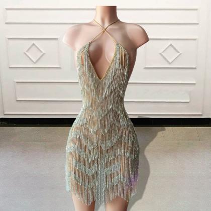 Luxury Beaded Short Prom Dress 2023 Sexy See..