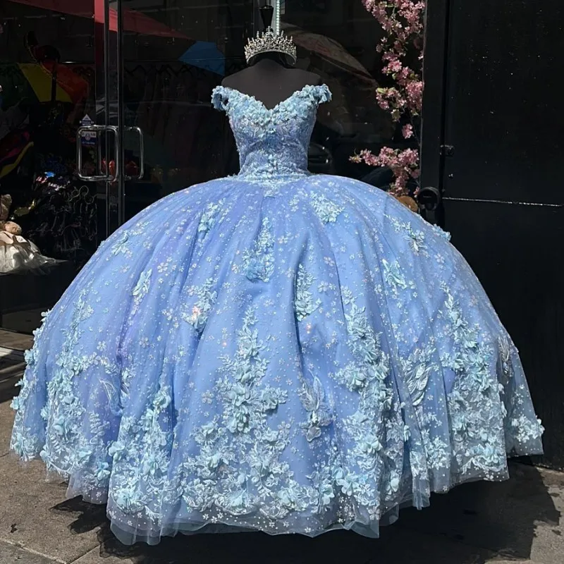 light blue quinceanera dress